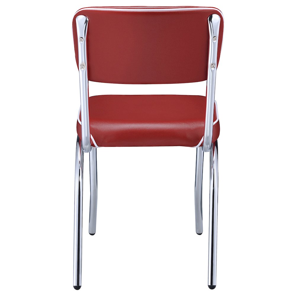 Retro Upholstered Dining Side Chair Red (Set of 2). Picture 8