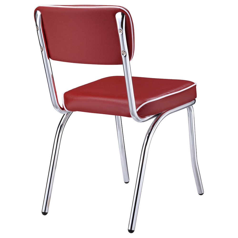 Retro Upholstered Dining Side Chair Red (Set of 2). Picture 9