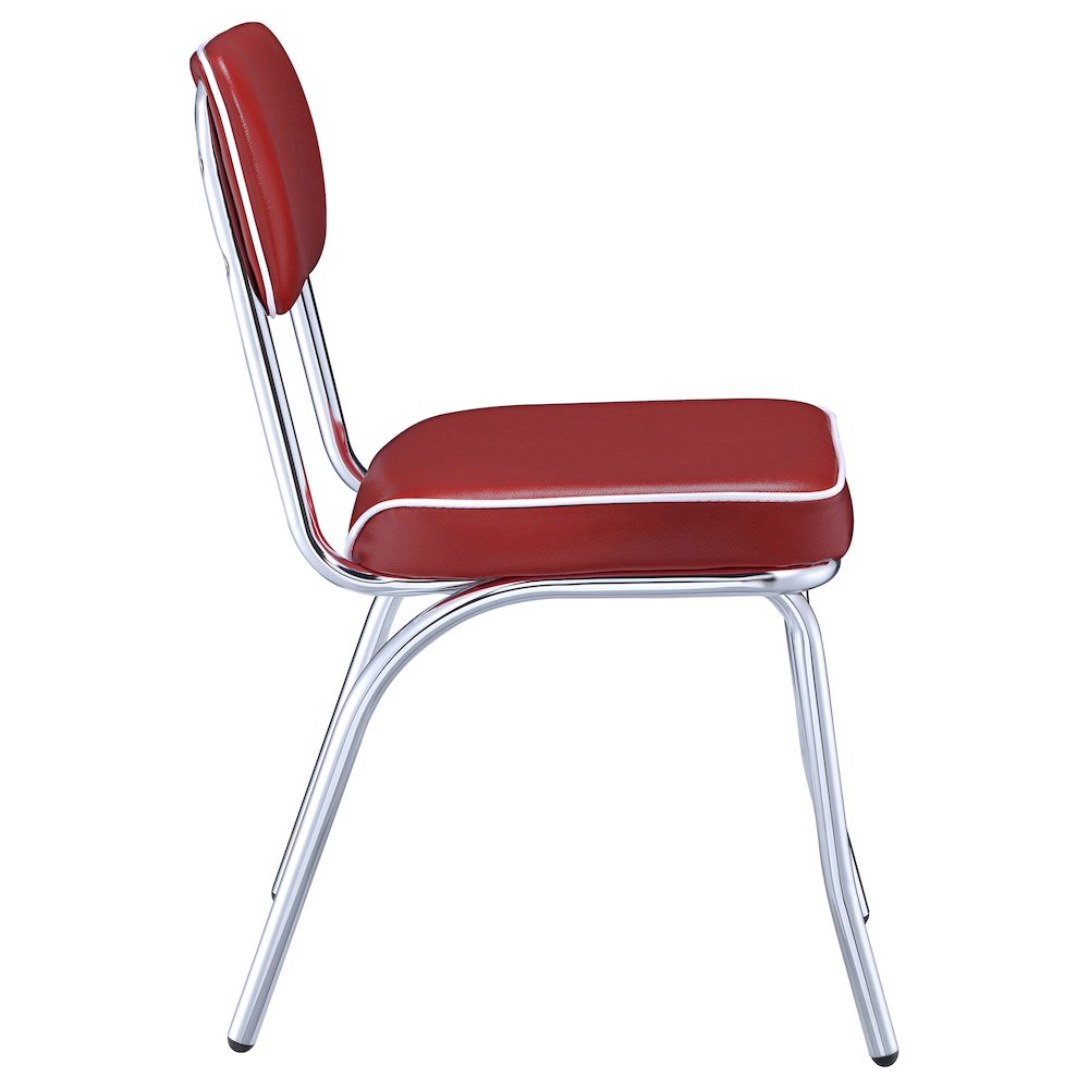 Retro Upholstered Dining Side Chair Red (Set of 2). Picture 10