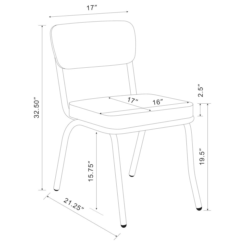 Retro Upholstered Dining Side Chair Red (Set of 2). Picture 15