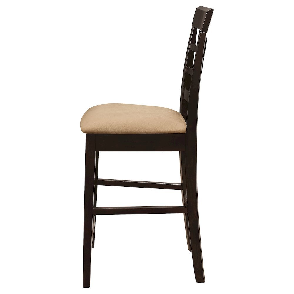 Wood Counter Stools Set of 2, Lattice Back Dining Chairs, Chestnut Finish. Picture 4