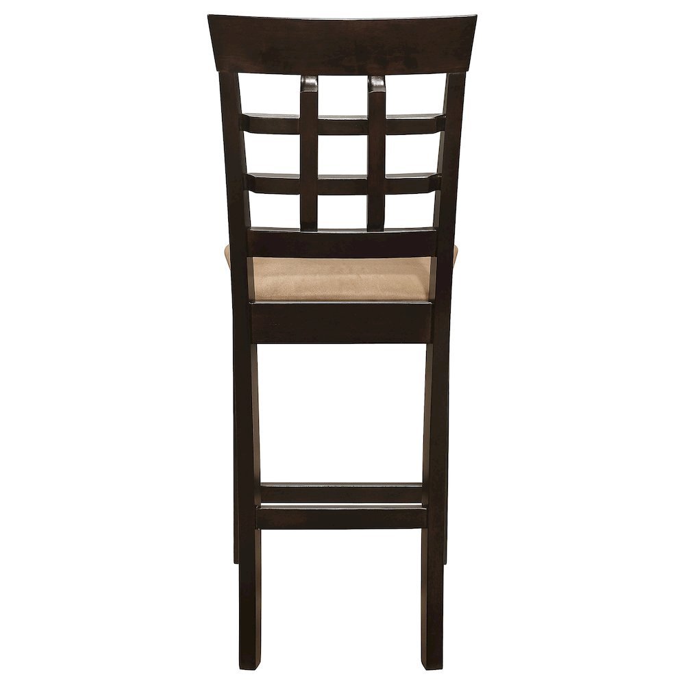Wood Counter Stools Set of 2, Lattice Back Dining Chairs, Chestnut Finish. Picture 9