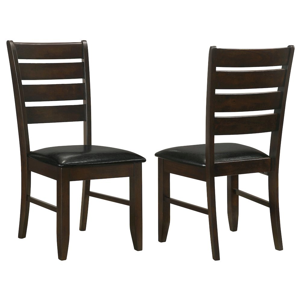 Brown Dining Chair Set of 2, Ladder Back, Upholstered Seat Kitchen Chairs. Picture 1