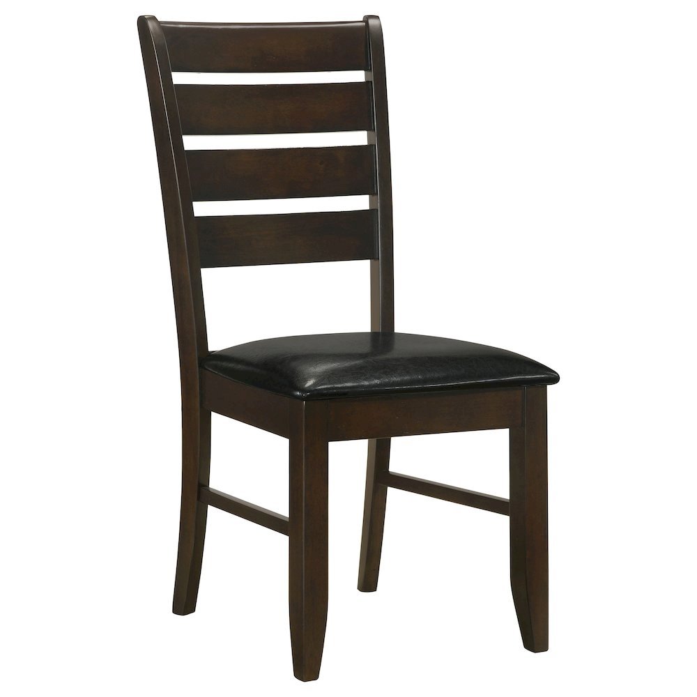 Brown Dining Chair Set of 2, Ladder Back, Upholstered Seat Kitchen Chairs. Picture 4