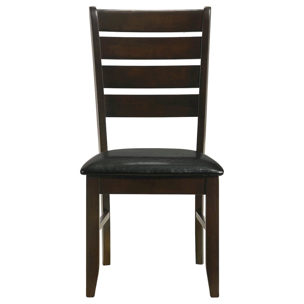 Brown Dining Chair Set of 2, Ladder Back, Upholstered Seat Kitchen Chairs. Picture 5