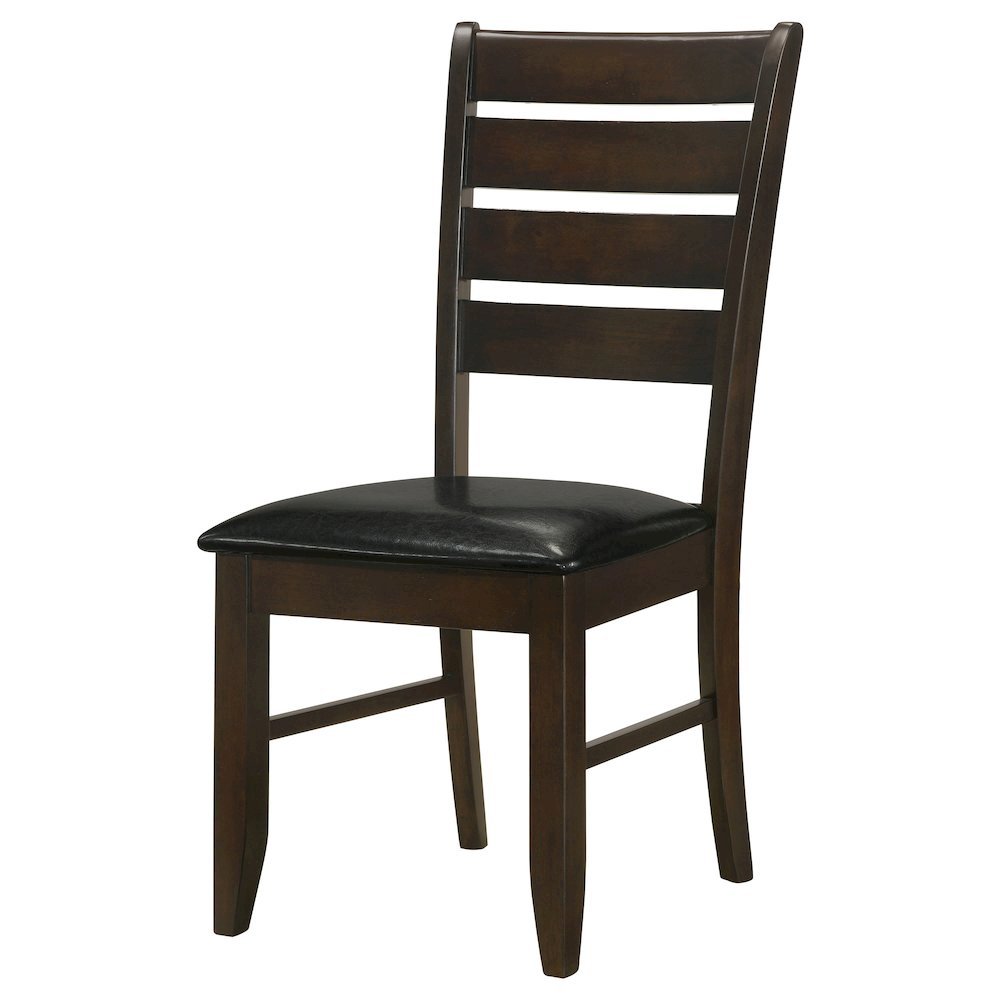 Brown Dining Chair Set of 2, Ladder Back, Upholstered Seat Kitchen Chairs. Picture 6