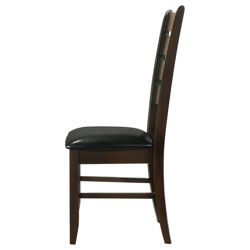 Brown Dining Chair Set of 2, Ladder Back, Upholstered Seat Kitchen Chairs. Picture 7