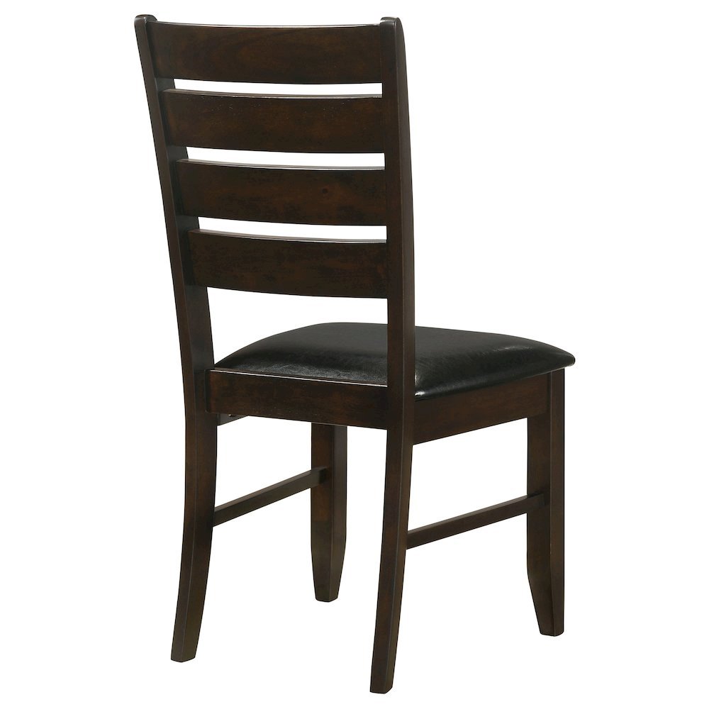 Brown Dining Chair Set of 2, Ladder Back, Upholstered Seat Kitchen Chairs. Picture 8