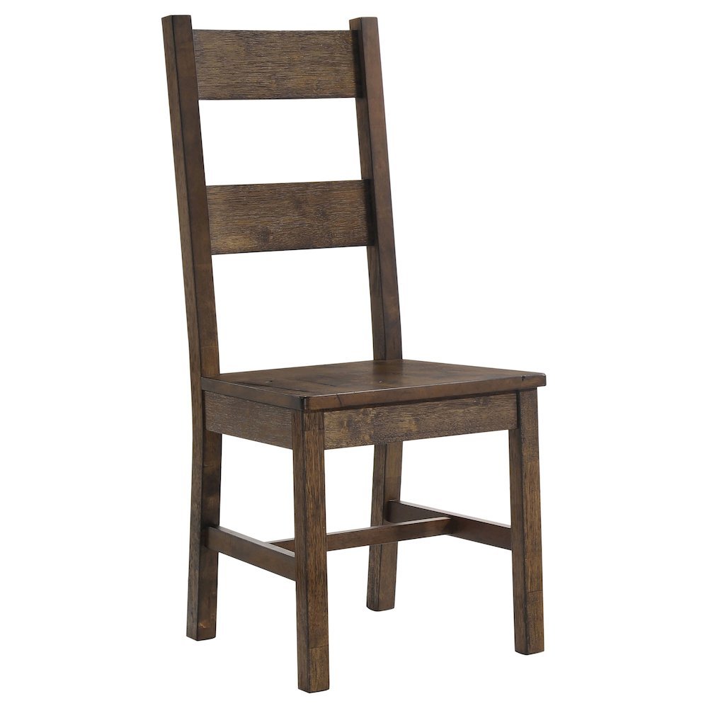 Rustic Golden Brown Wood Dining Side Chair Set of 2, Farmhouse Style. Picture 4