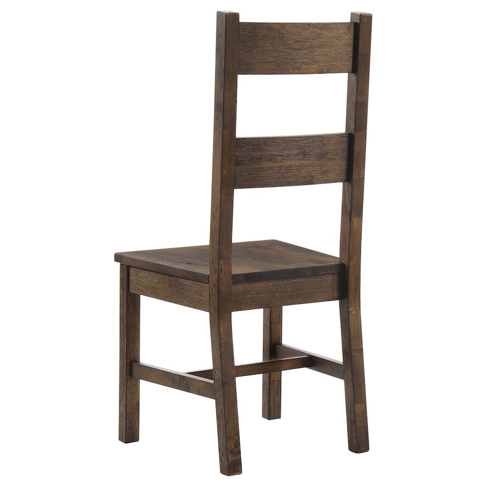 Rustic Golden Brown Wood Dining Side Chair Set of 2, Farmhouse Style. Picture 5