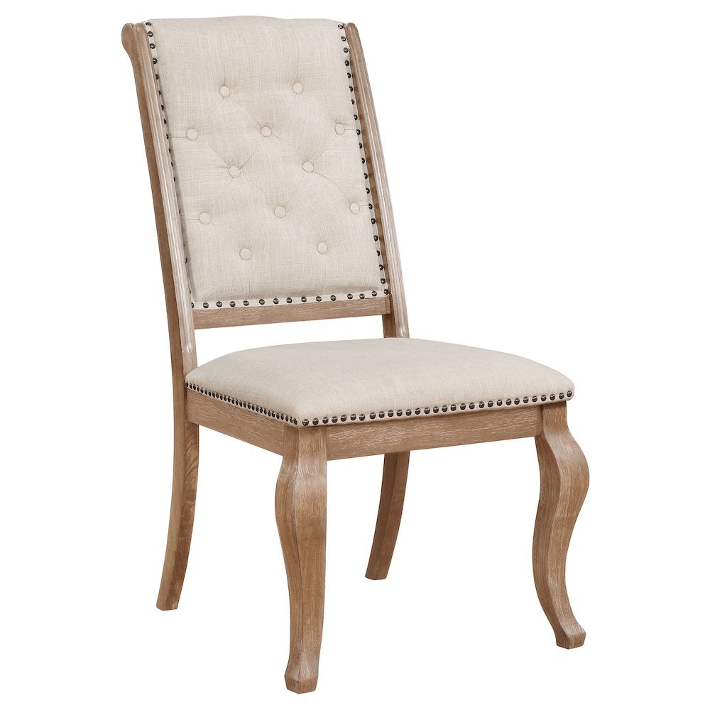 Upholstered Dining Chairs (Set of 2), Button Tufted, Barley Brown. Picture 4