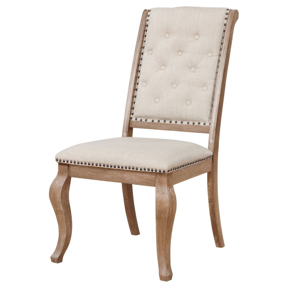 Upholstered Dining Chairs (Set of 2), Button Tufted, Barley Brown. Picture 6