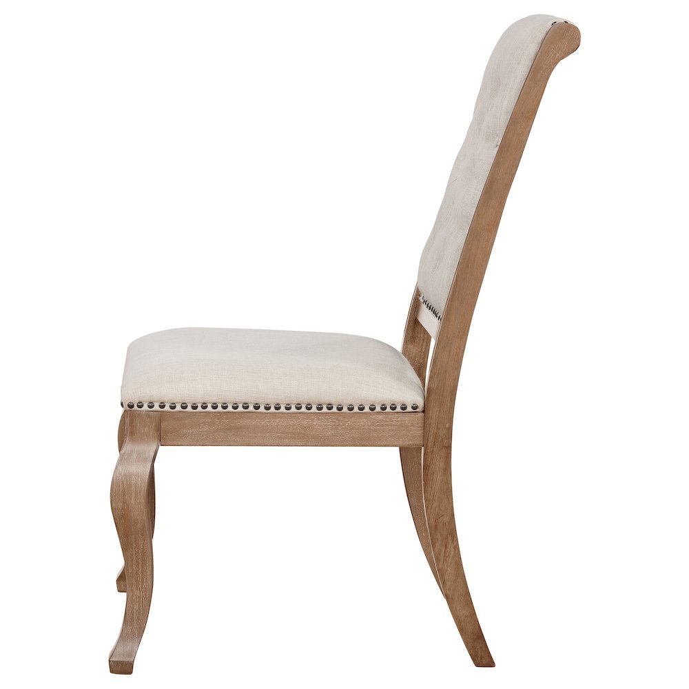 Upholstered Dining Chairs (Set of 2), Button Tufted, Barley Brown. Picture 7