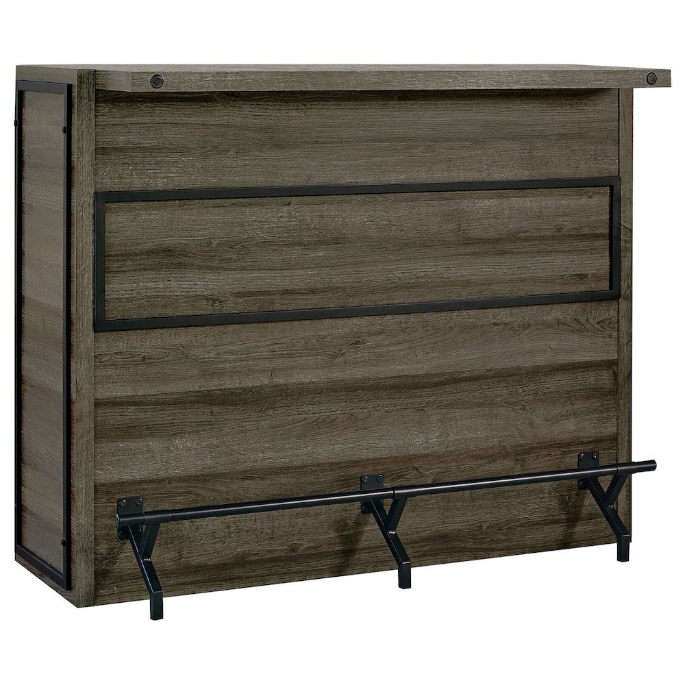 5-Shelf Composite Wood Home Bar Wine Cabinet in Aged Oak Finish with Storage. Picture 1