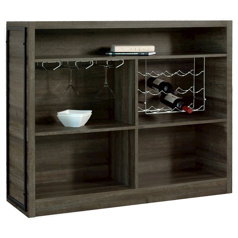 5-Shelf Composite Wood Home Bar Wine Cabinet in Aged Oak Finish with Storage. Picture 4