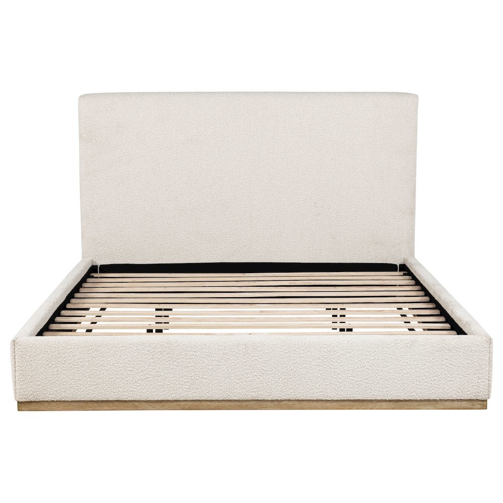 Beige King Size Upholstered Bed Frame, Elegant Upholstered Bed Frame King. Picture 5