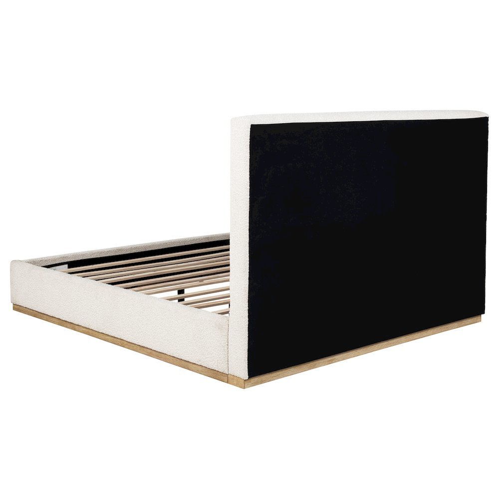 Beige King Size Upholstered Bed Frame, Elegant Upholstered Bed Frame King. Picture 6