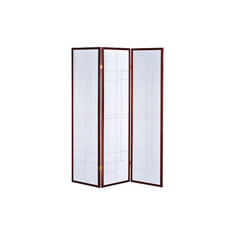 3-Panel Room Divider with Pine Wood Frame, Red Non-Woven Fabric Screen. Picture 3