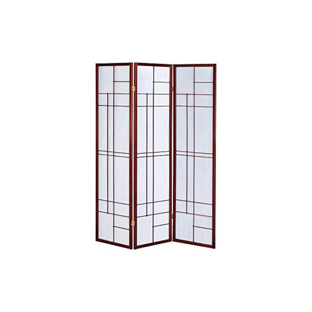3-Panel Room Divider with Pine Wood Frame, Red Non-Woven Fabric Screen. Picture 2