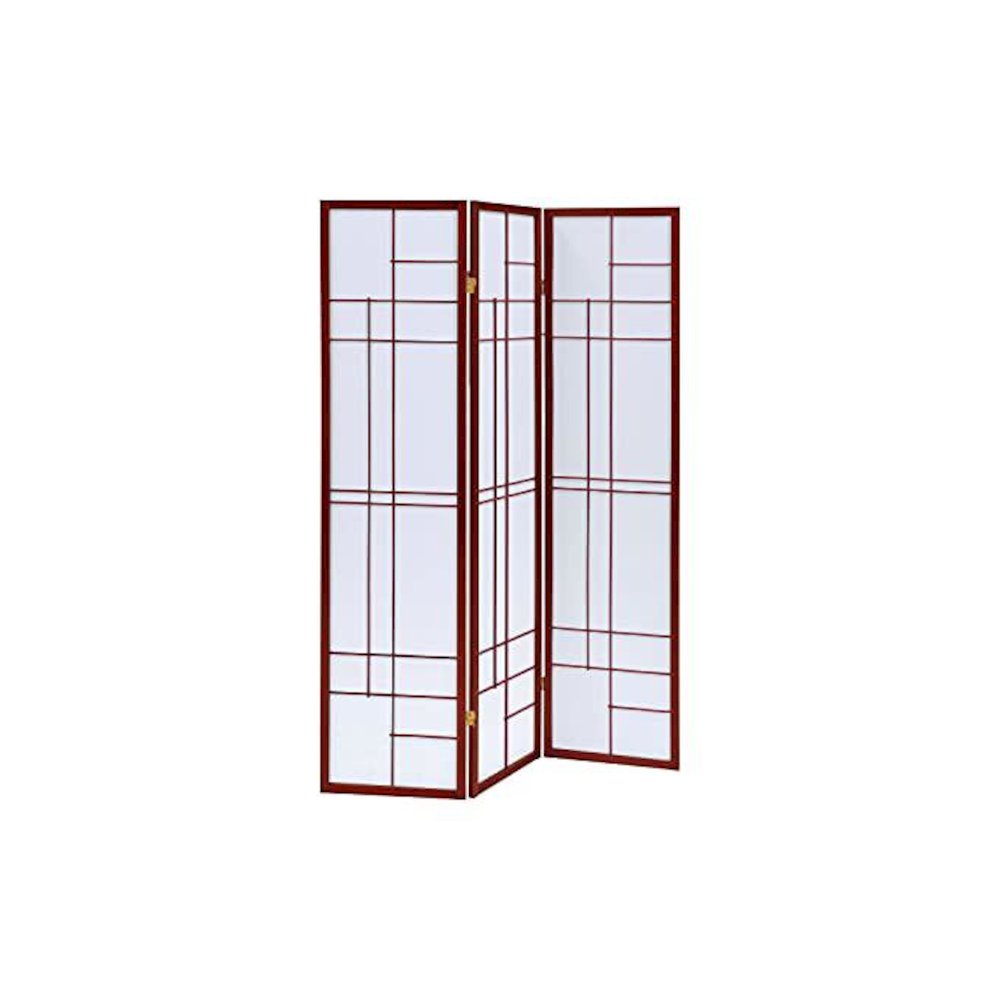 3-Panel Room Divider with Pine Wood Frame, Red Non-Woven Fabric Screen. Picture 1