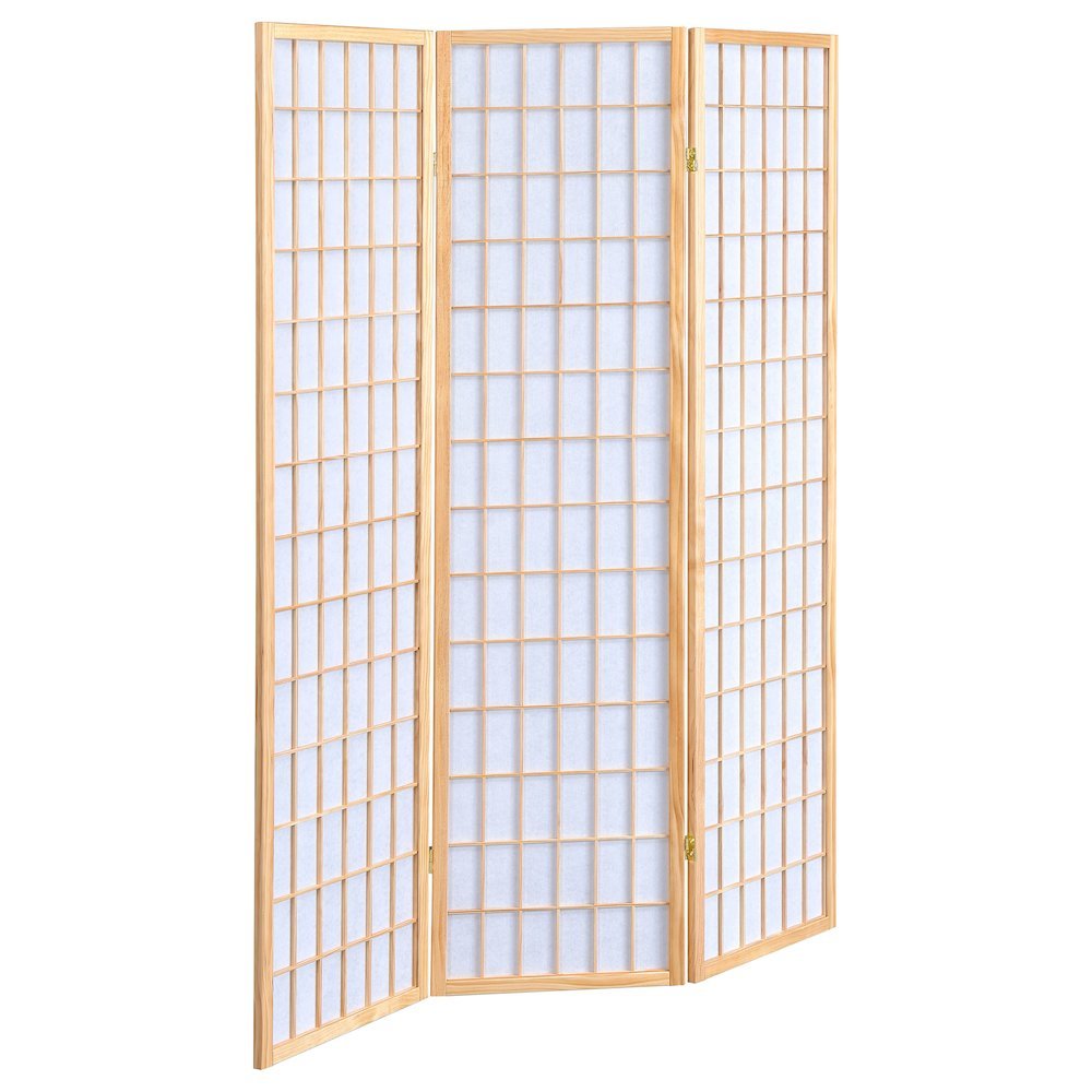 Wood Folding Room Divider 3-Panel, Natural Finish, Shoji Screen, Privacy Panel. Picture 4