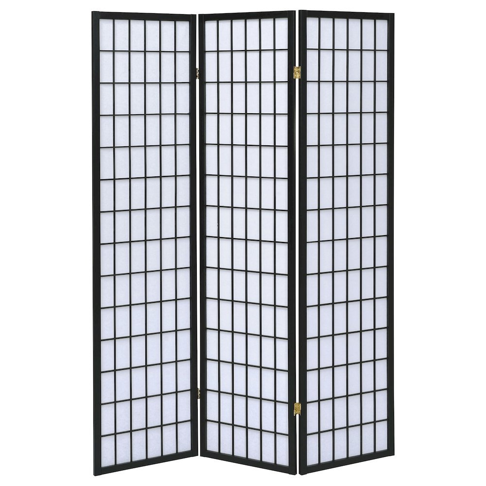 Wood Folding Shoji Screen 3-Panel, Black Finish, Privacy Partition. Picture 5