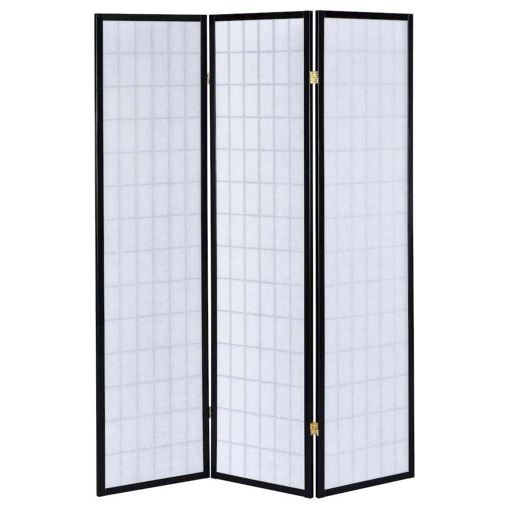 Wood Folding Shoji Screen 3-Panel, Black Finish, Privacy Partition. Picture 6