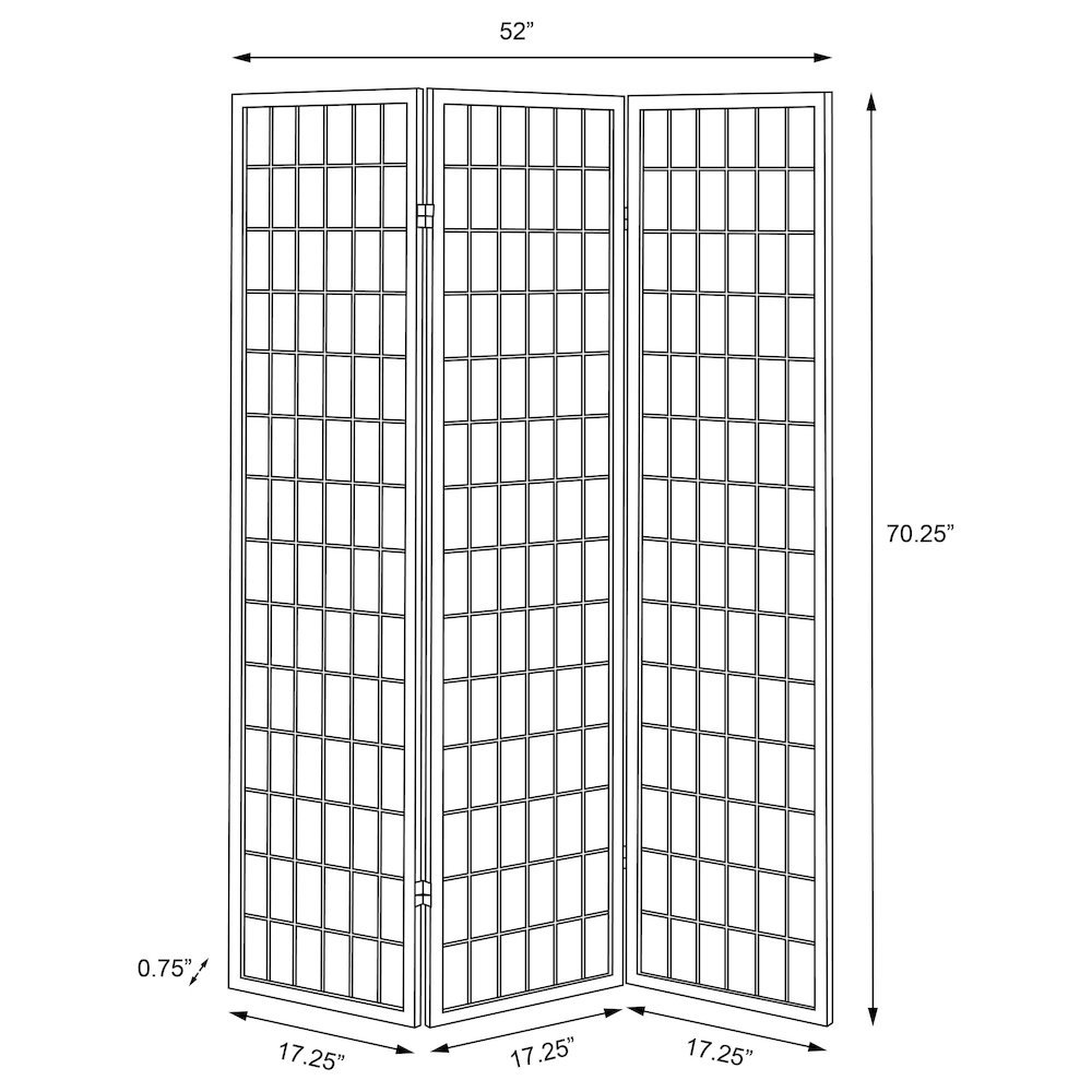 Wood Folding Shoji Screen 3-Panel, Black Finish, Privacy Partition. Picture 7