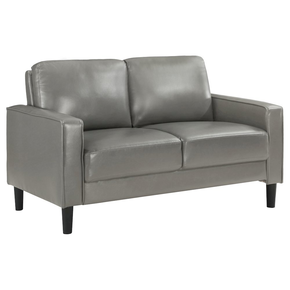 Gray Faux Leather 2 Seater Couch, Leather Loveseat Sofa for Living Room. Picture 1