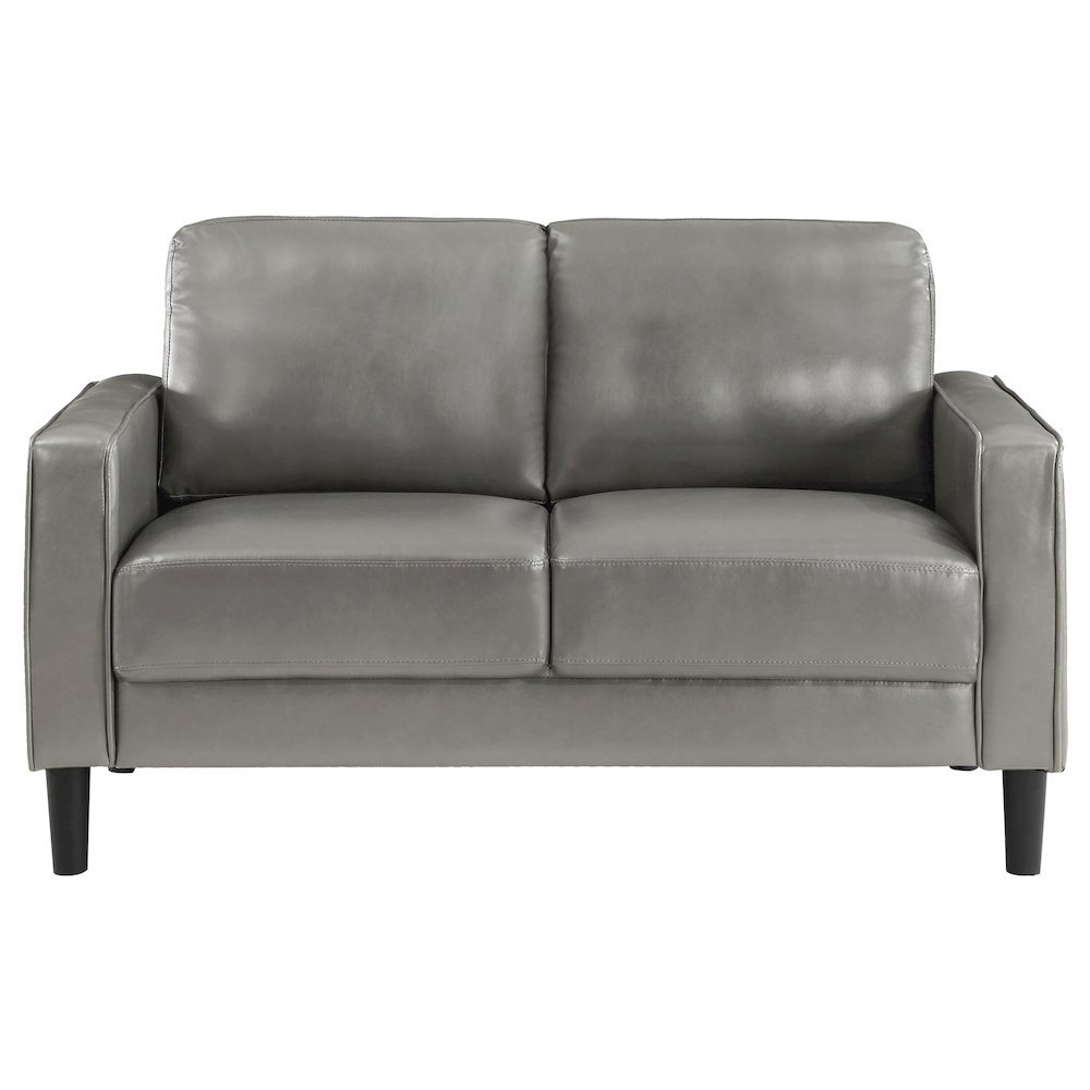 Gray Faux Leather 2 Seater Couch, Leather Loveseat Sofa for Living Room. Picture 4