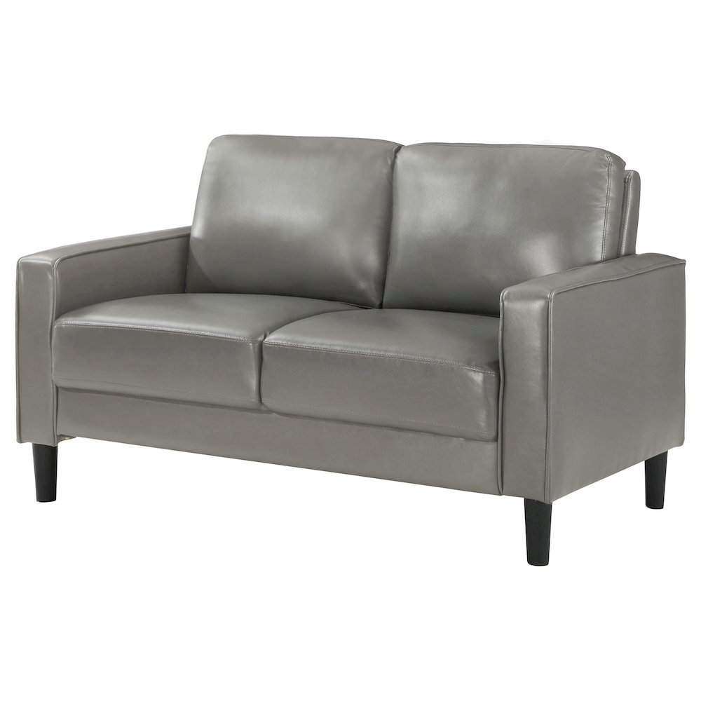 Gray Faux Leather 2 Seater Couch, Leather Loveseat Sofa for Living Room. Picture 5