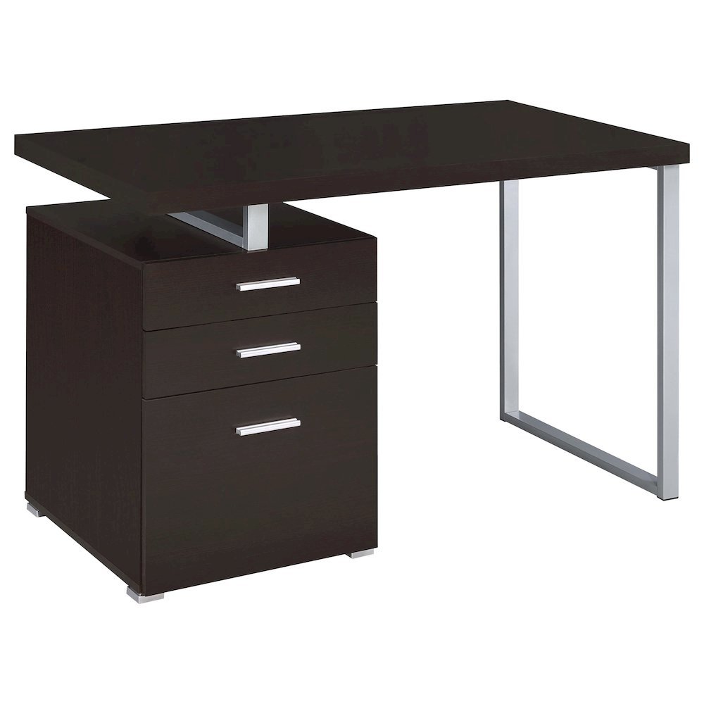 Cappuccino Finish Office Desk with Drawers, Small Writing Desk with File Drawer. Picture 1