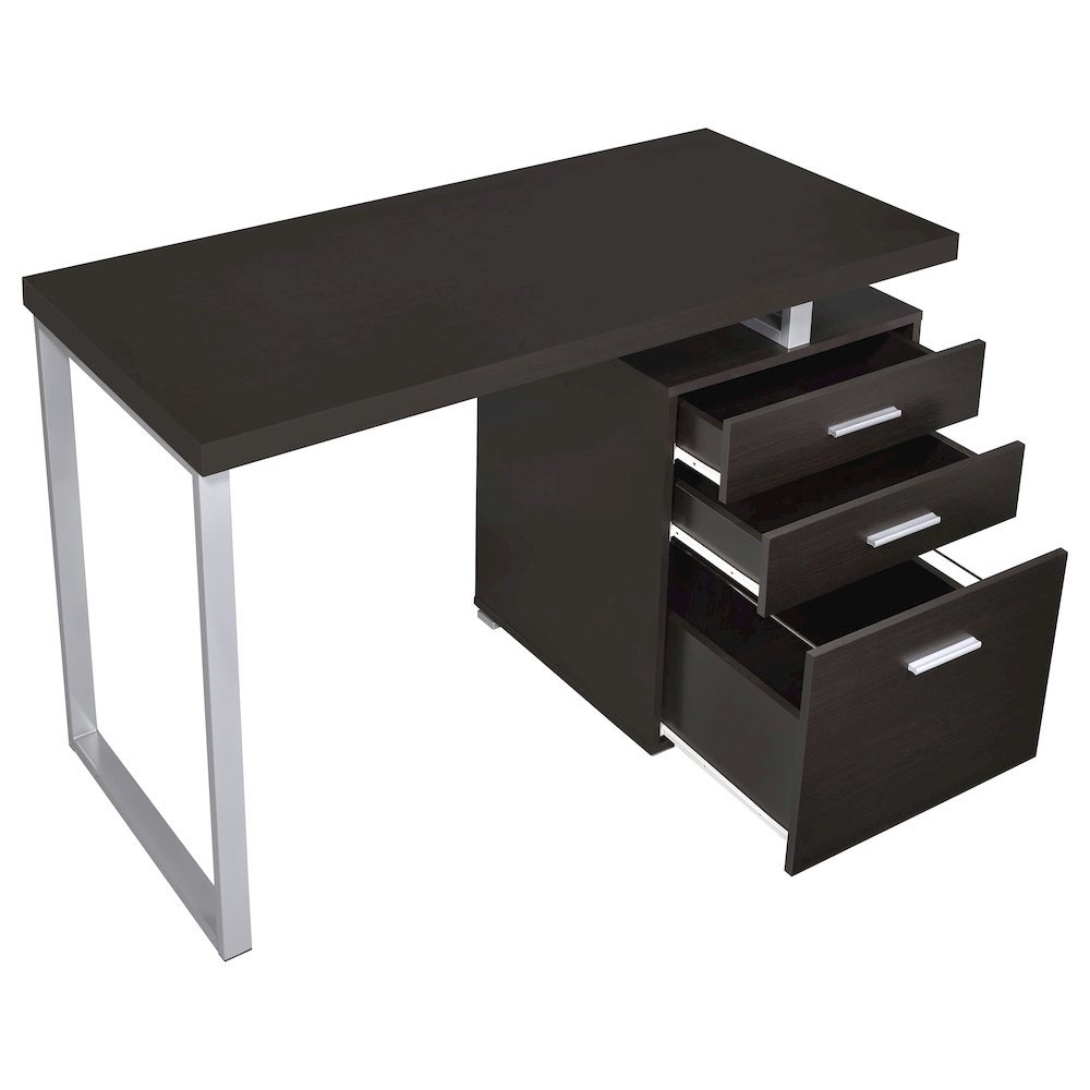 Cappuccino Finish Office Desk with Drawers, Small Writing Desk with File Drawer. Picture 4