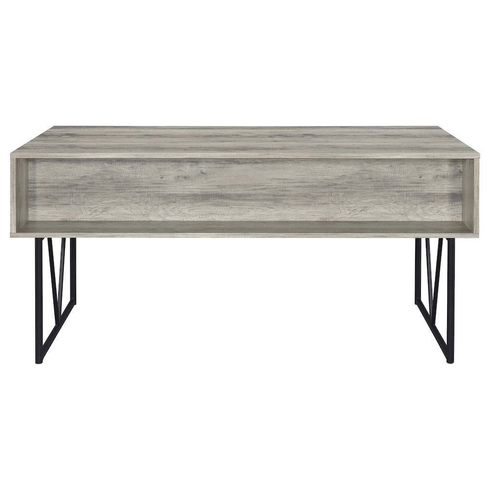 Rustic 4-Drawer Writing Desk 63-Inch, Grey Driftwood, Home Office. Picture 6