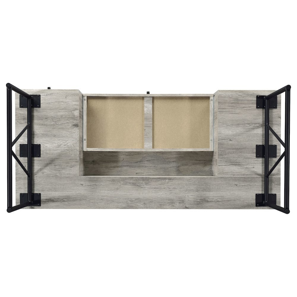 Rustic 4-Drawer Writing Desk 63-Inch, Grey Driftwood, Home Office. Picture 7