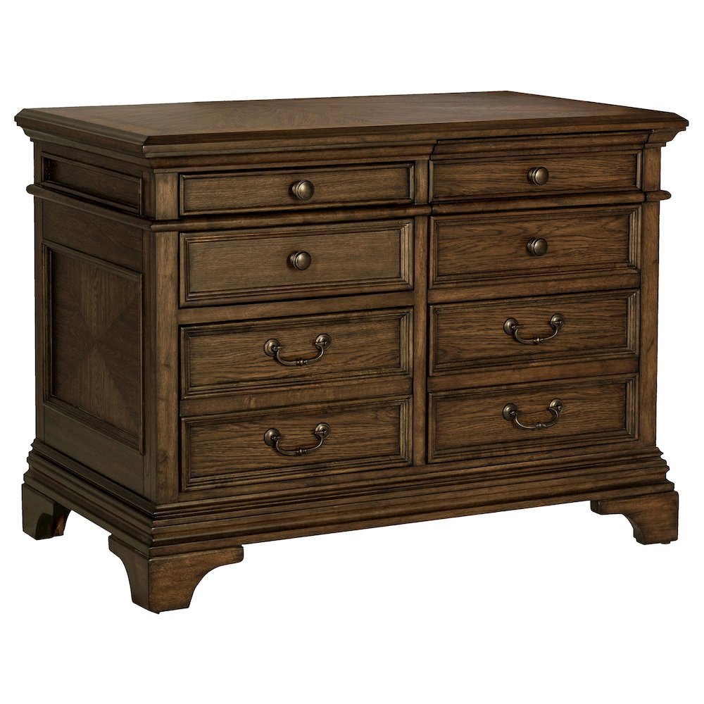 Home Office File Cabinet, Burnished Oak, 5 Drawers, Letter/Legal Size. Picture 1