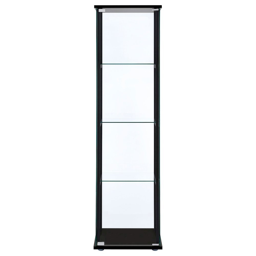 Black Glass Display Cabinet Curio Cabinet with Glass Doors and Shelves. Picture 5