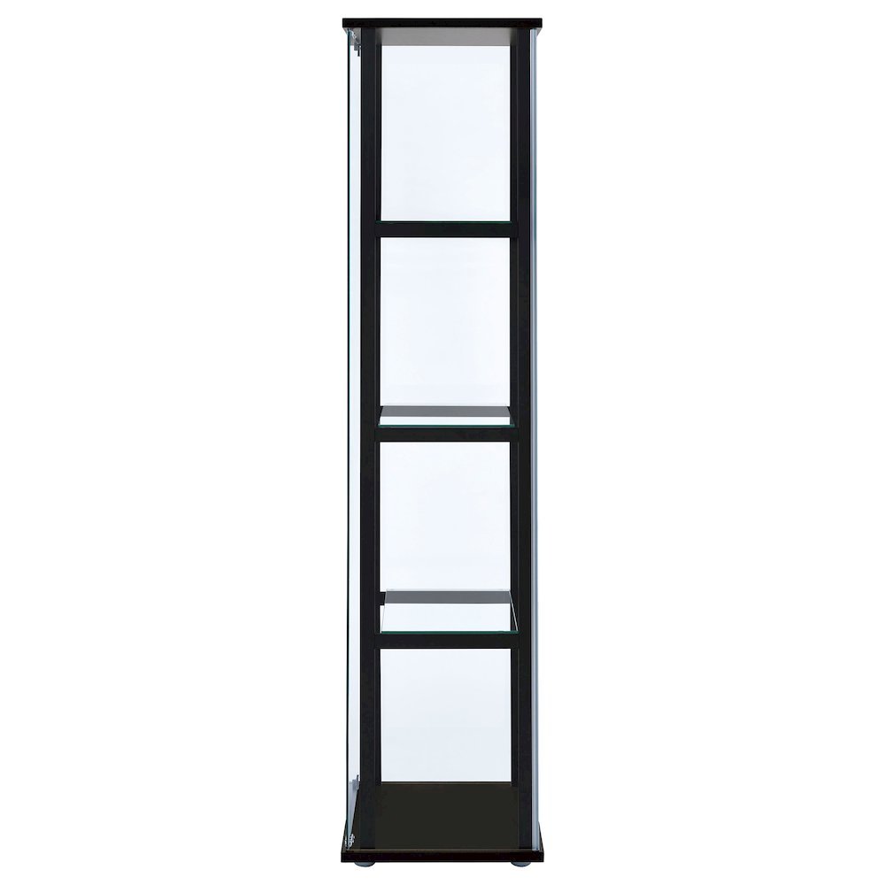 Black Glass Display Cabinet Curio Cabinet with Glass Doors and Shelves. Picture 6