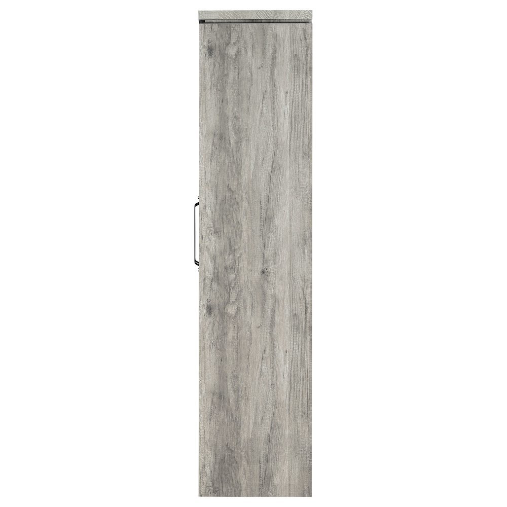 Modern 2-Door Tall Cabinet, Grey Driftwood, Glass Doors, Storage. Picture 6