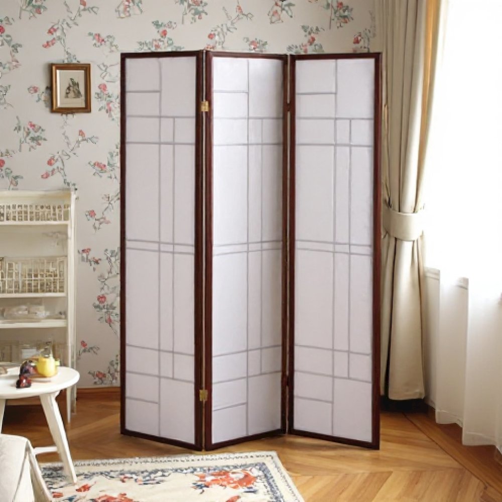 3-Panel Room Divider with Pine Wood Frame, Red Non-Woven Fabric Screen. Picture 5
