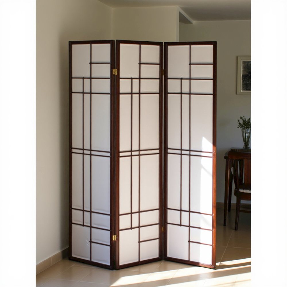 3-Panel Room Divider with Pine Wood Frame, Red Non-Woven Fabric Screen. Picture 6