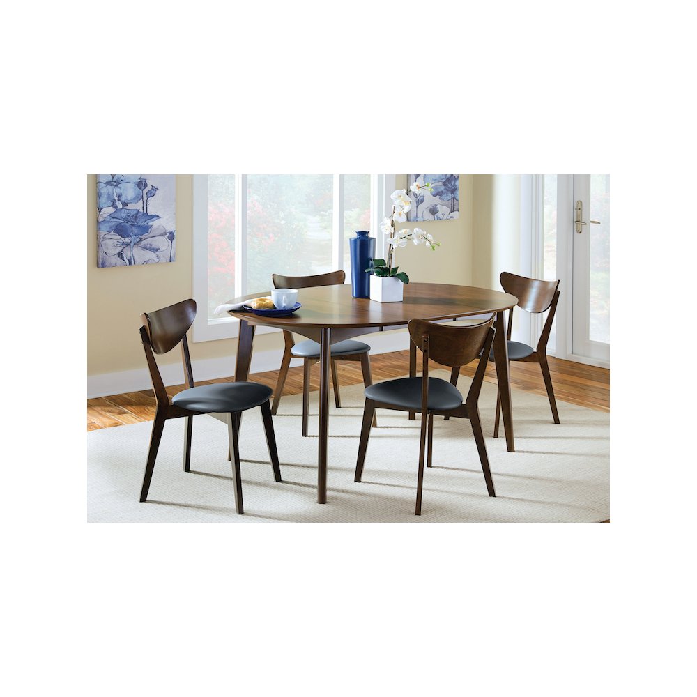 Jedda 5-piece Oval Dining Table Set Dark Walnut. Picture 6