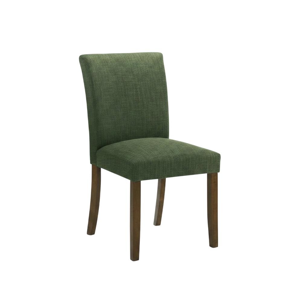 Polyester Upholstered Dining Side Chairs with Wood Legs, Green, Set of 2. Picture 3