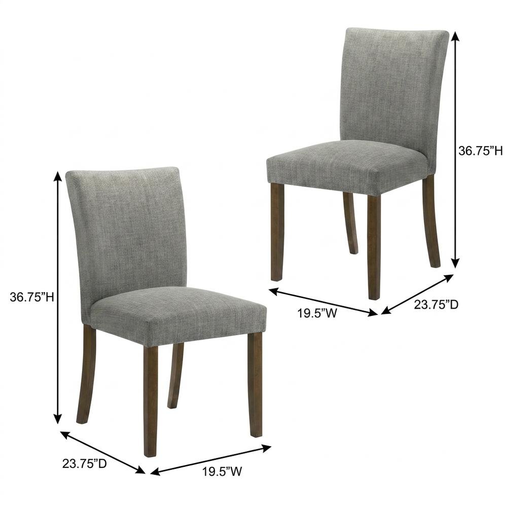 Upholstered Dining Chair with Wood Legs, Kitchen Side Chair, Grey, Set of 2. Picture 5