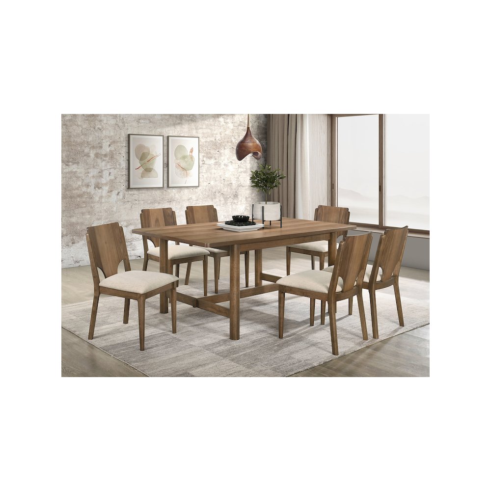 Crestmore 7-piece 71-inch Rectangular Dining Table Set Walnut. Picture 10