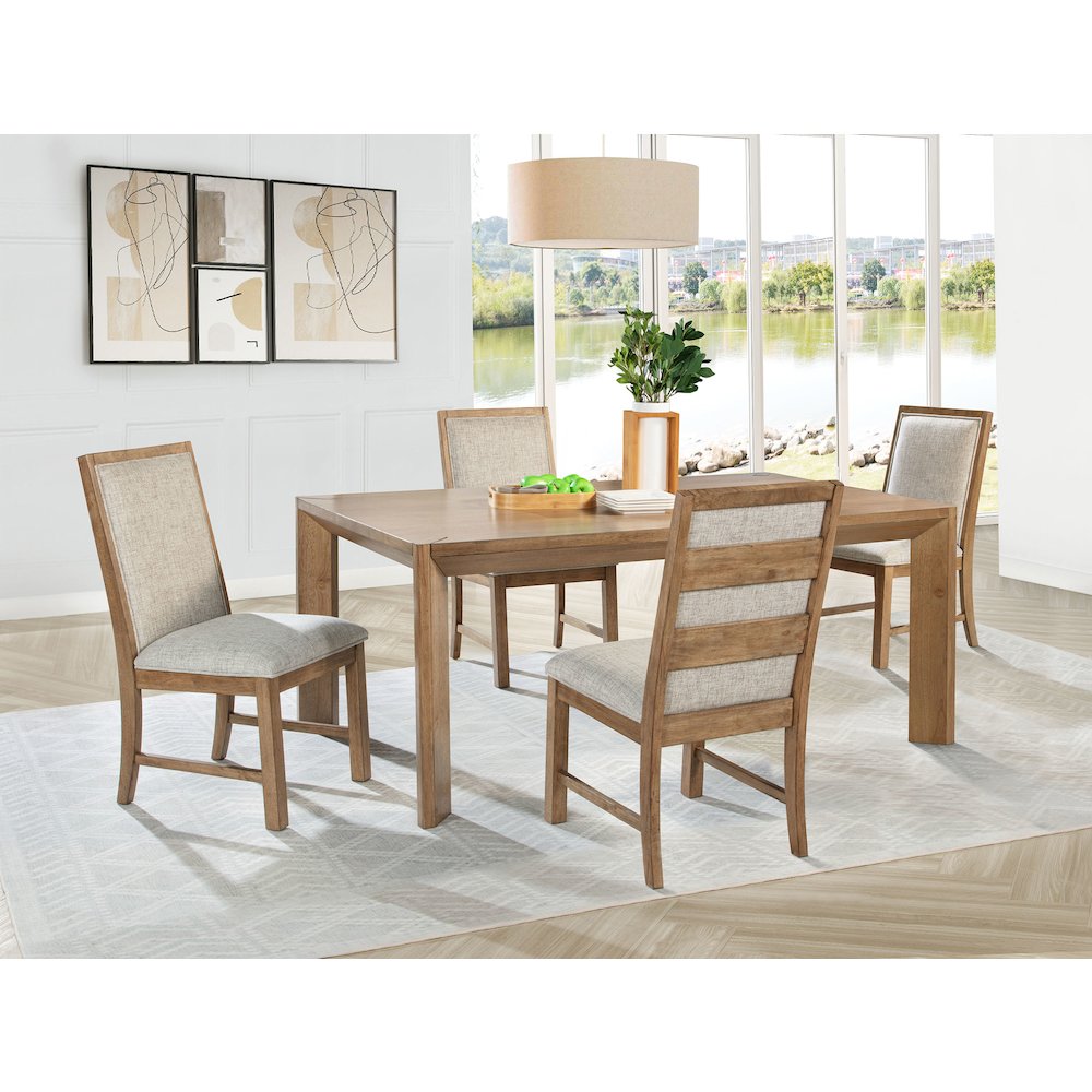 Bruner 5-piece 72-inch Rectangular Dining Set Natural Brown. Picture 10
