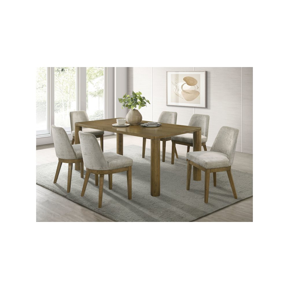 Castlewood 7-piece 71-inch Rectangular Dining Set Brown Oak. Picture 10