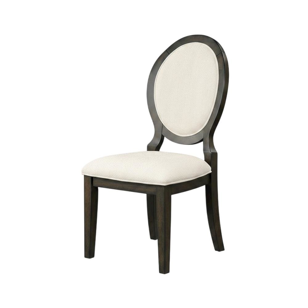 Oval Back Upholstered Wood Transitional Dining Side Chair, Set of 2. Picture 3