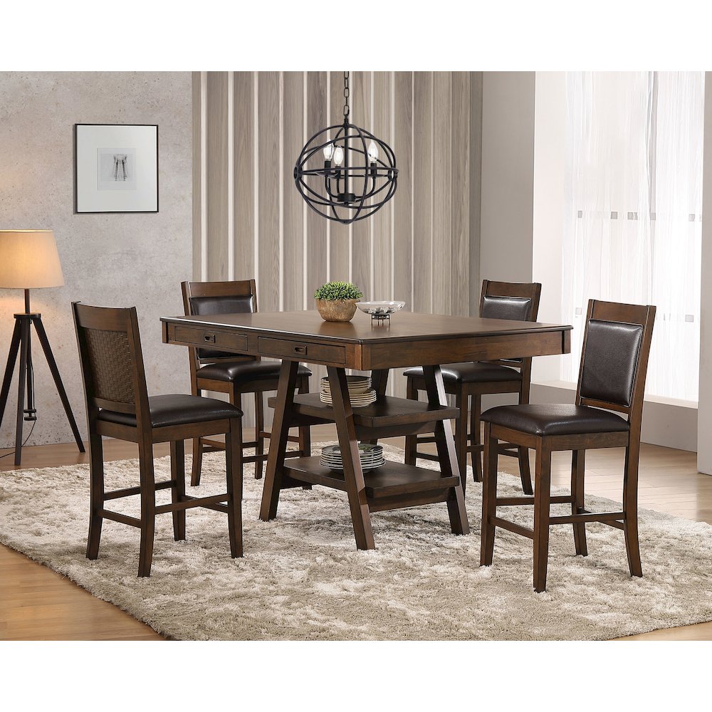 Dewey 5-piece Rectangular Dining Table Set Walnut. Picture 10