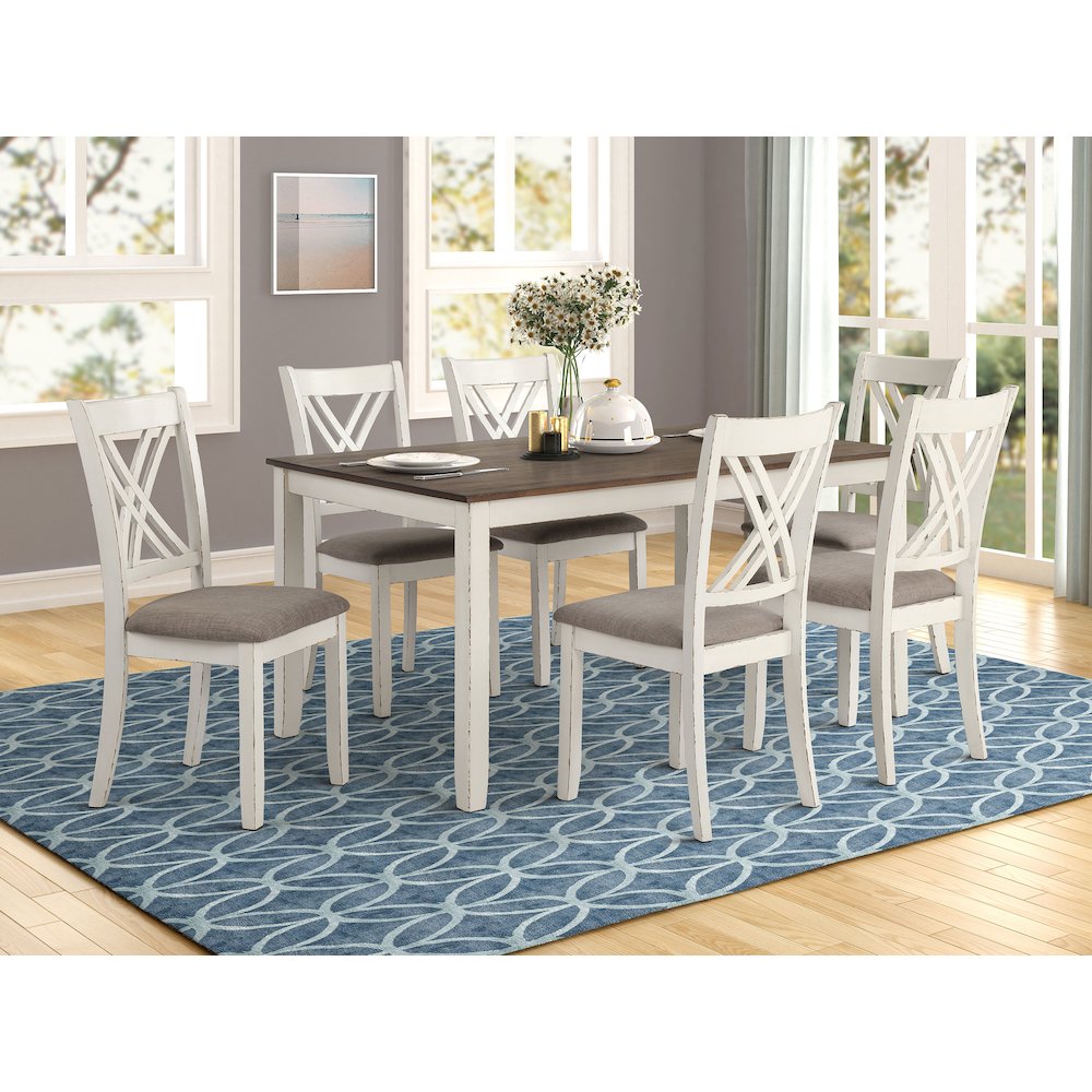 Fortress 7-piece Rectangular Dining Set Vintage Vanilla. Picture 10